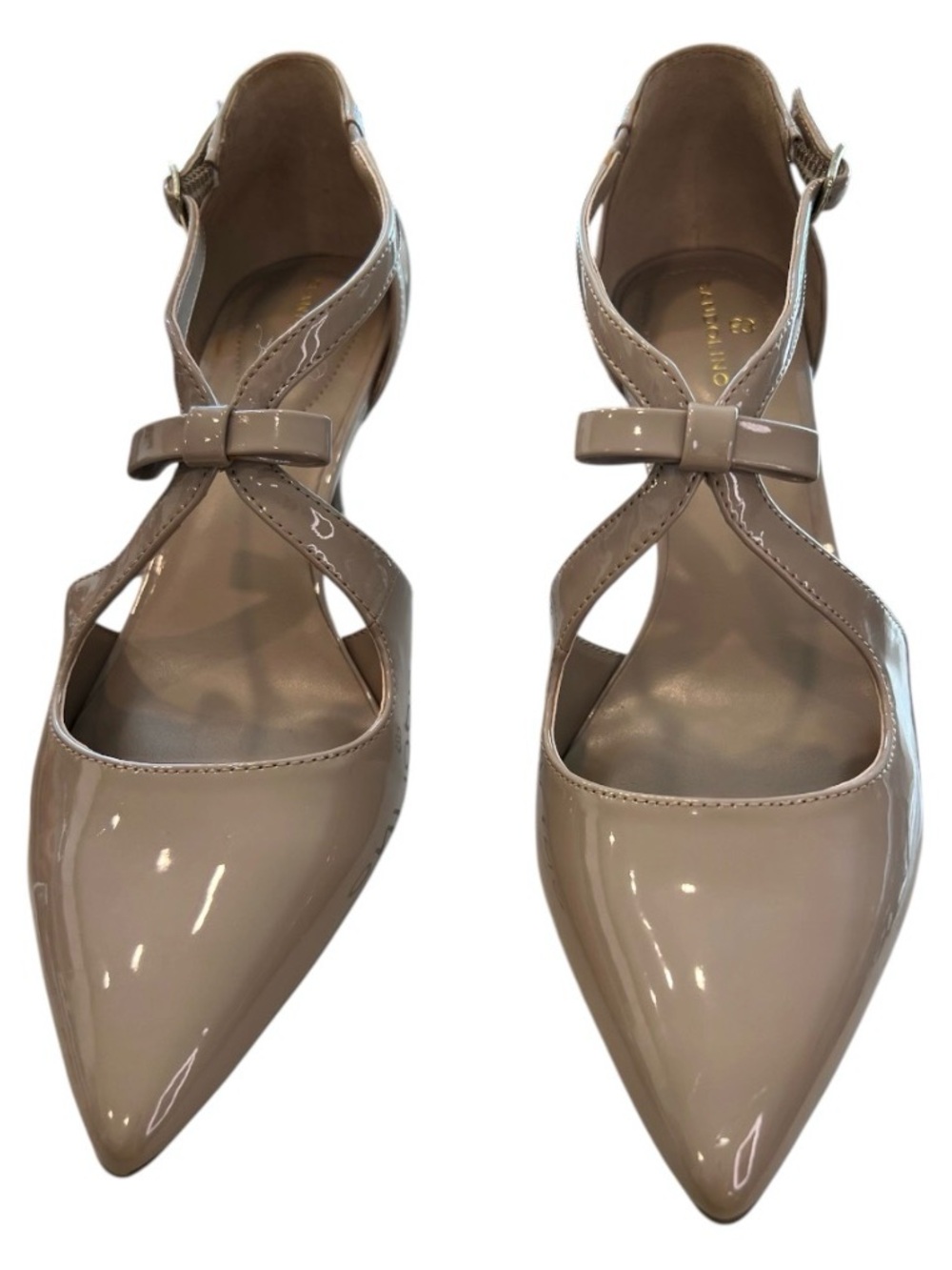 Bandolino Patent Pointed-Toe Heals in Taupe Like New